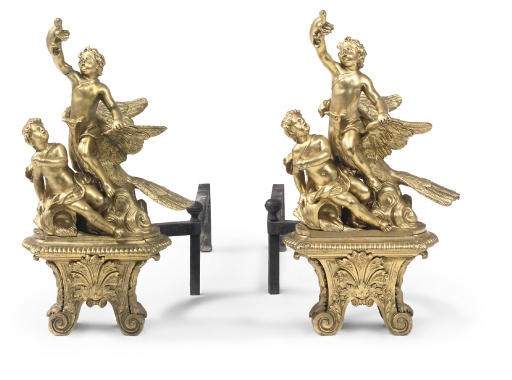 TWO MATCHED FRENCH ORMOLU CHENETS