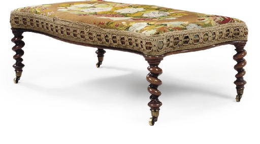 AN EARLY VICTORIAN ROSEWOOD STOOL