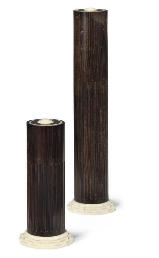TWO ORNAMENTALLY-TURNED IVORY AND ROSEWOOD FILES