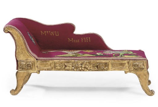 A GILTWOOD MINIATURE DAYBED