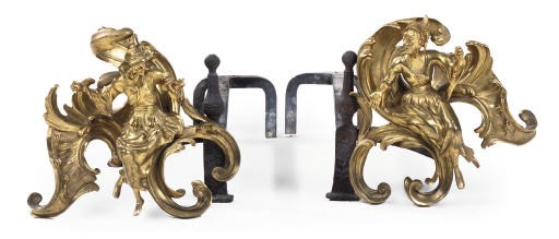 A PAIR OF ORMOLU CHENETS