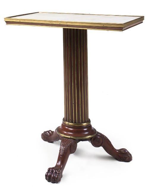 A GERMAN EMPIRE BRASS-MOUNTED MAHOGANY TRIPOD TABLE