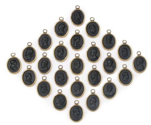 A COLLECTION OF TWENTY-FIVE WEDGWOOD BLACK BASALT OVAL PORTRAIT RELIEFS