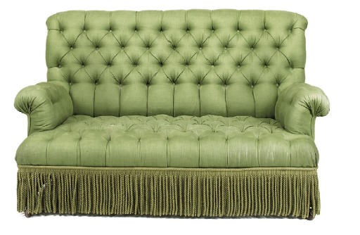 AN EDWARDIAN BEECH SOFA OF SMALL SIZE