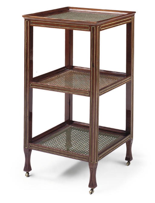 A DIRECTOIRE BRASS-MOUNTED MAHOGANY THREE-TIER ETAGÈRE
