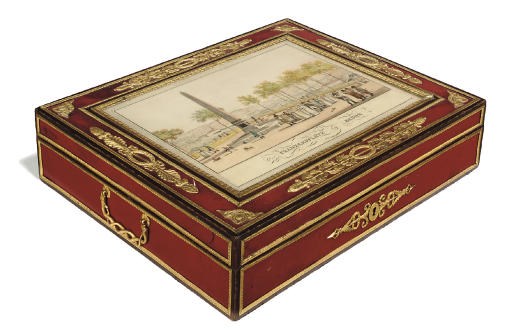 AN AUSTRO-HUNGARIAN ORMOLU-MOUNTED RED LEATHER BOX