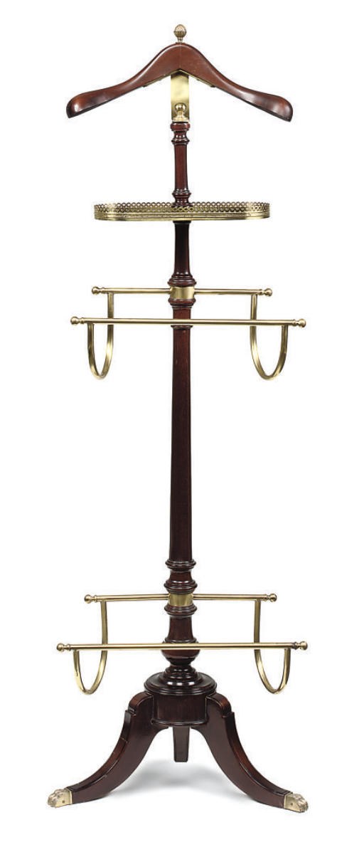 A FRENCH BRASS-MOUNTED MAHOGANY CLOTHES STAND