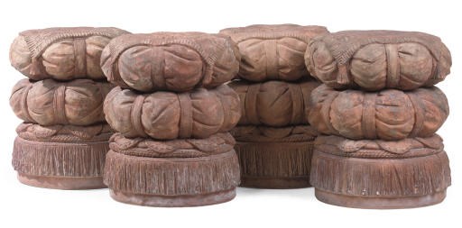 A SET OF FOUR ITALIAN TERRACOTTA SEATS