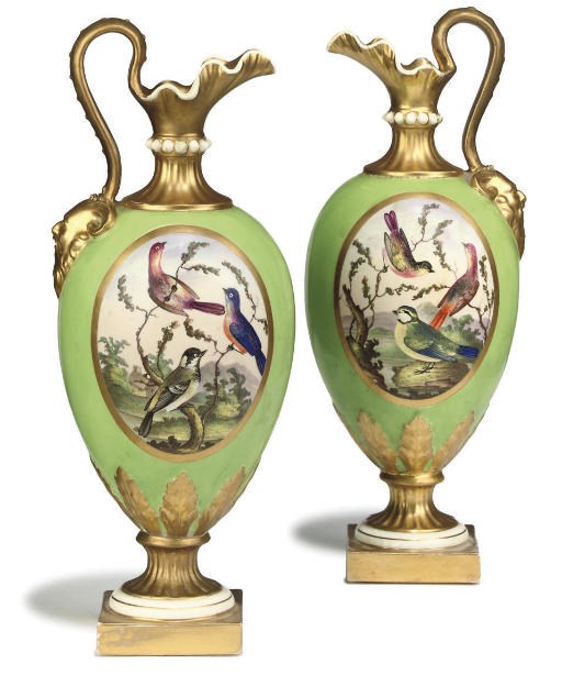A PAIR OF DERBY (RBT BLOOR'S FACTORY) OVIFORM EWERS