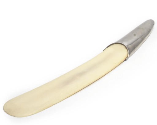 A SILVER-MOUNTED IVORY PAPER-KNIFE