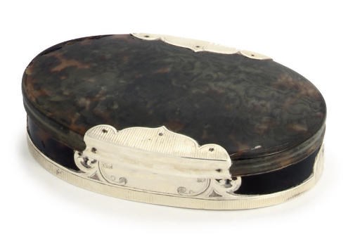 A SILVER-MOUNTED TORTOISESHELL SNUFF-BOX
