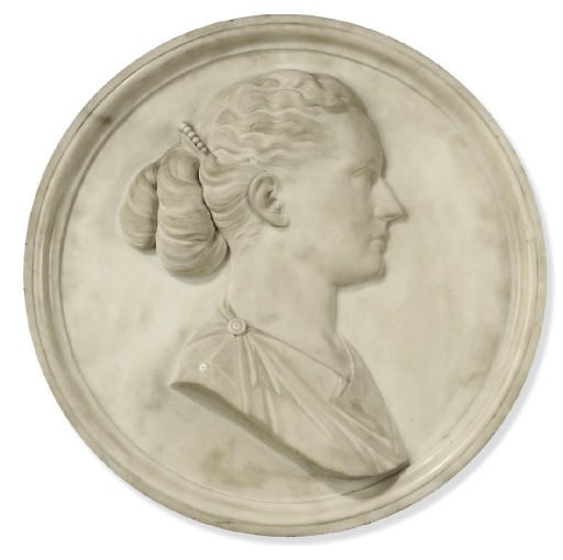 AN ITALIAN WHITE MARBLE BAS RELIEF ROUNDEL