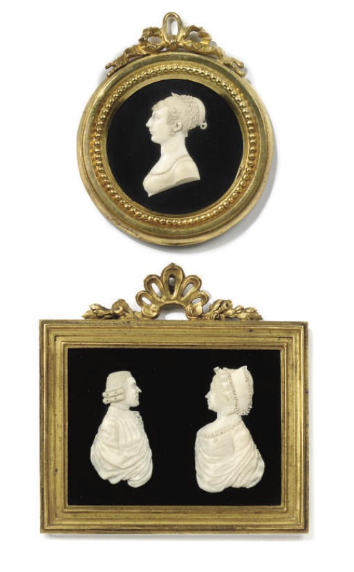 A FRENCH IVORY PORTRAIT RELIEF OF A LADY