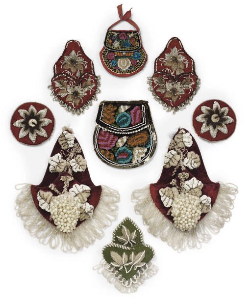 A GROUP OF FRENCH BEAD EMBROIDERED ITEMS
