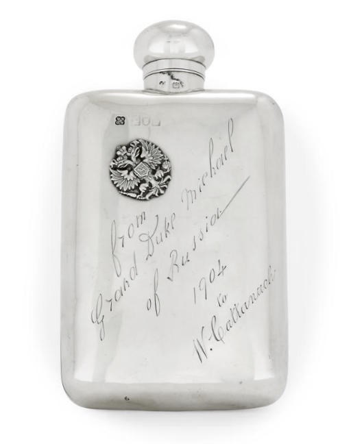 AN EDWARD VII SILVER FLASK