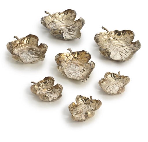 A SET OF SEVEN PORTUGUESE SILVER-GILT DISHES