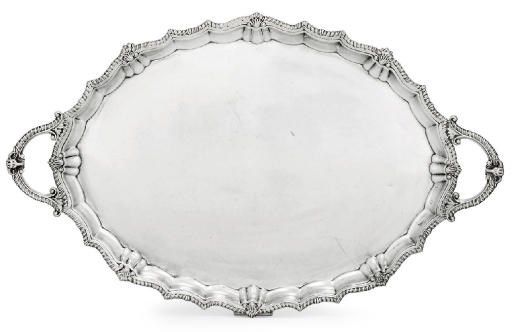 A GEORGE V SILVER TRAY
