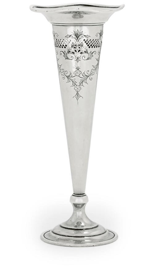 AN AMERICAN SILVER TRUMPET-SHAPED VASE