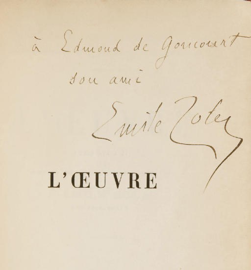 ZOLA, Émile (1840-1902). L'Oeuvre. Paris: G. Charpentier, 1886.