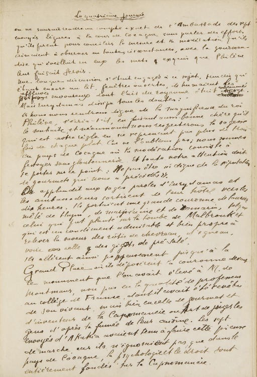 APOLLINAIRE, Guillaume (1880-1918). La Quatrième journée. Manuscrit autographe signé, s.d. [vers 1918].