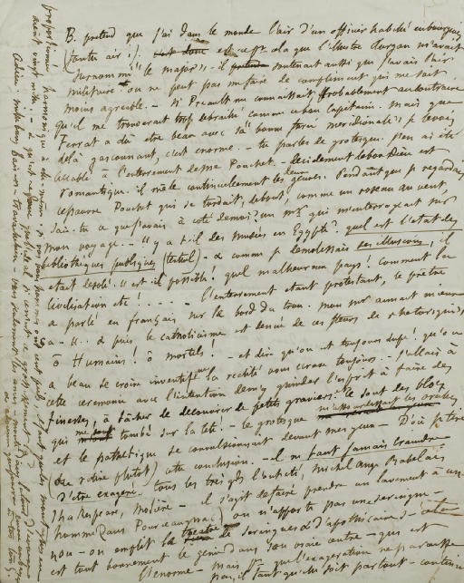 FLAUBERT, Gustave (1821-1880). Lettre autographe à Louise Colet paraphée "Ton G.", 15 juin 1853.