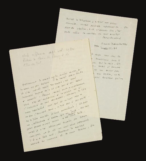 SAINT-EXUPÉRY, Antoine de (1900-1944). Lettre autographe signée à Guillaumet. S.d. [1934? d'après une note au crayon].