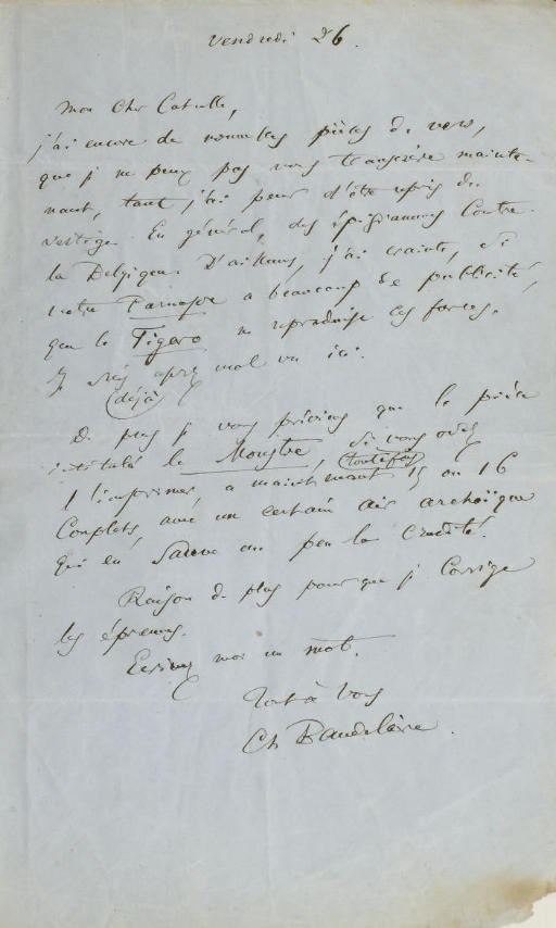 BAUDELAIRE, Charles (1821-1867). Les Épaves. Bruxelles: Chez tous les libraires, 1874.
