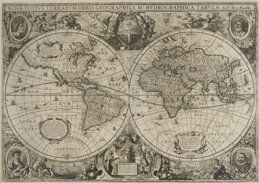MERCATOR, Gerard (1512-1594) & HONDIUS, Jodocus (1563-1611). Atlas ou Représentation du Monde Universel, et des parties d'icelui, faicte en tables et descriptions tres amples, et exactes. Edition nouvelle. Augmenté d'un Appendice de plusieurs nouvelles tables et descriptions de diverses regions d'Allemaigne, France, Pays Bas, Italie, et de l'une et l'autre Inde. Amsterdam: Henry Hondius, 1633.