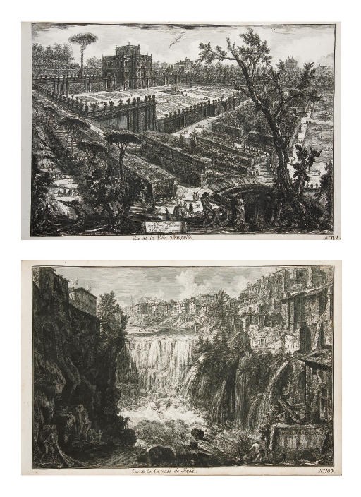 [PIRANÈSE] -- [BARBAULT, Jean (1705?-1766)]. Nouveau recueil de vues des principales églises, places, rues et palais de Rome moderne et des plus beaux monuments de Rome ancienne dans l'état qu'ils se trouvent aujourd'hui, dessinées et gravées par des habiles maîtres. Rome: Bouchard et Gravier, 1776.