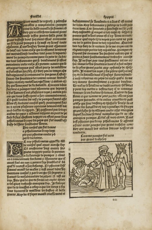 TITE-LIVE, et d'autres auteurs classiques. Le Recueil des hystoires rommaines extraictes de plusieurs hystoriographes comme Titus livius, Orose, Valère, Lucan, Suetonius, Justin, Eutropius et plusieurs autres. Avecques la destruction de Thebes et de Troye la grant. Nouvellement imprime. Paris: François Regnault à l'enseigne Sainct Claude, s.d. (ca.1528).