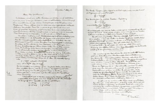 EINSTEIN, Albert. Longue lettre autographe signée, adressée à Édouard Guillaume, 2 pages in-4 (279 x 214 mm), encre sur papier avec texte et formules, située et datée Princeton 4 mars [19]48. (Traces de pliures.)