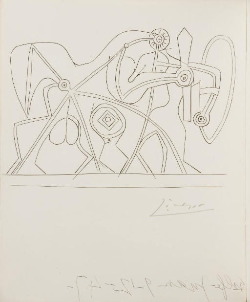 [PICASS0] -- KOVATCHITCH, Ivan Goran (1913-1943). La Fosse Commune. Poème présenté par Marko Ristitch et précédé du tombeau de Goran Kovatchitch par Paul Eluard. Avec un burin de Pablo Picasso. Paris: La Bibliothèque Française, 18 juin 1948.