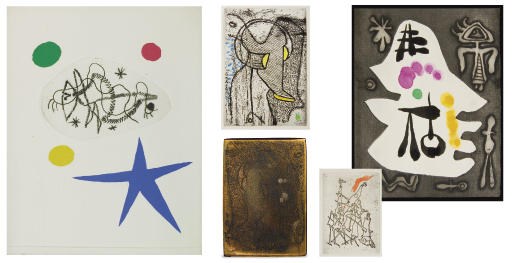 TZARA, Tristan (1896-1963). L'Antitête. I: Monsieur Aa l'Antiphilosophe. Eaux-fortes de Max Ernst. II: Minuits pour géants. Eaux-fortes par Yves Tanguy. III: Le Désespéranto. Eaux-fortes de Joan Miró. Paris: Bordas, 1949.