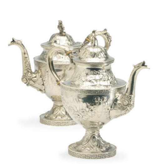 AN AMERICAN SILVER FIVE-PIECE TEA AND COFFEE SERVICE,