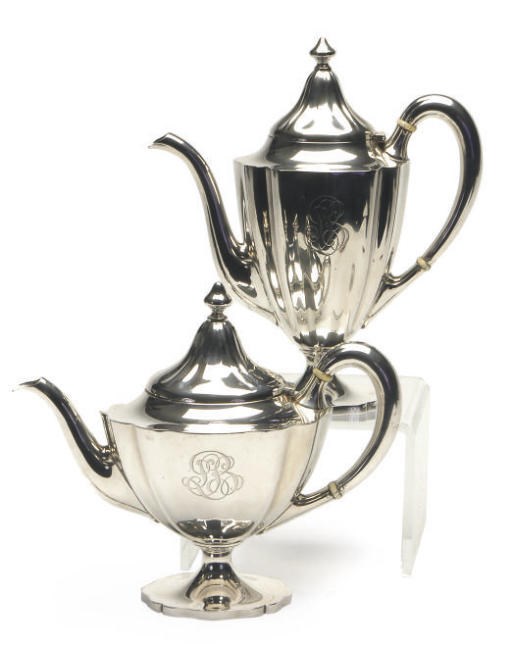 AN AMERICAN SILVER SIX-PIECE TEA AND COFFEE SERVICE,**