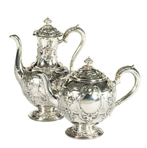 A VICTORIAN SILVER FOUR-PIECE TEA AND COFFEE SERVICE**,