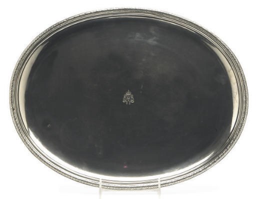 A FRENCH SILVER OVAL TRAY,