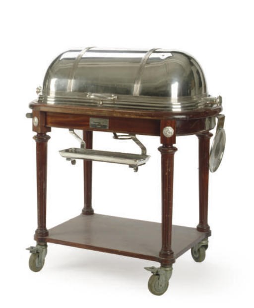 A FRENCH SILVER-PLATED CARVING CART,