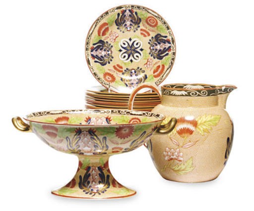 AN ENGLISH PEARLWARE 'OEIL-DE-PERDIX' PART SERVICE,