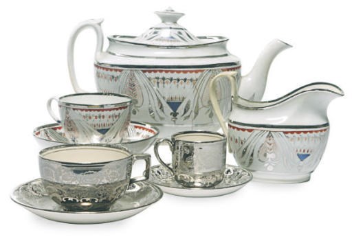 TWO ENGLISH LUSTERWARE TEA AND COFFEE SERVICES,