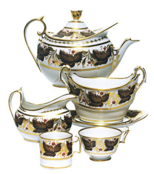 AN ENGLISH PORCELAIN PART TEA AND COFFEE SERVICE,