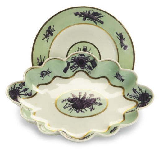 TWO ASSEMBLED DERBY PART DESSERT SERVICES,