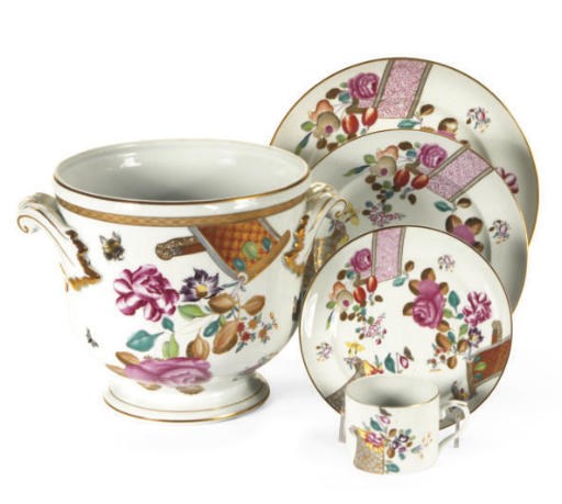 TWO PORTUGUESE PORCELAIN PART DINNER SERVICES,