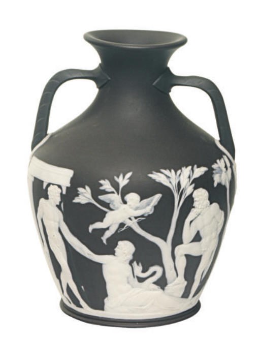 AN ENGLISH BLACK JASPERDIP MODEL OF THE PORTLAND VASE,
