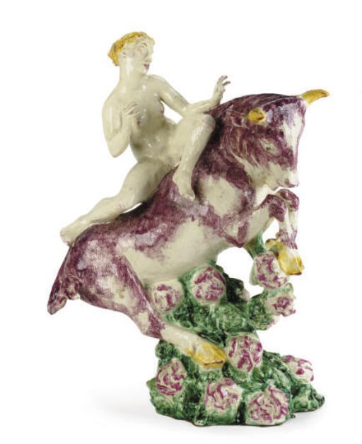 A DANISH STONEWARE FIGURAL GROUP OF EUROPA AND THE BULL,