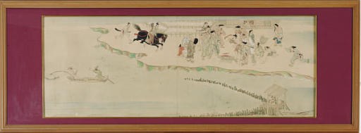 TWO SECTIONS OF A JAPANESE HAND SCROLL, ISHIYAME-DERA ENGI-EMAKI,