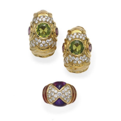 A GROUP OF MULTI-GEM, DIAMOND AND 18K GOLD JEWELRY