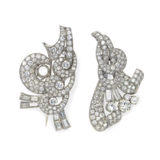 A GROUP OF DIAMOND AND PLATINUM BROOCHES