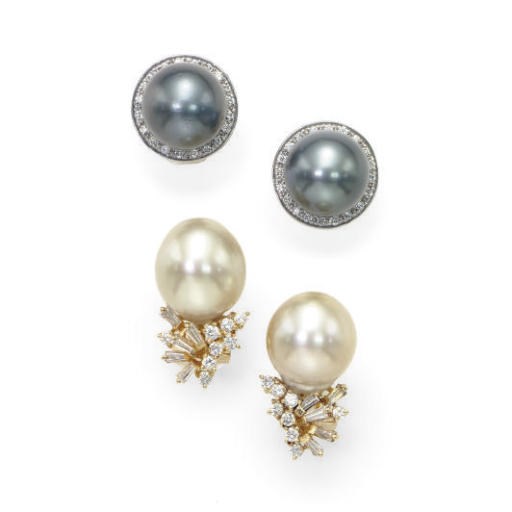 A GROUP OF CULTURED PEARL, DIAMOND AND 18K GOLD JEWELRY
