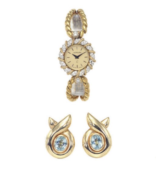 A GROUP OF BLUE TOPAZ, DIAMOND AND 18K GOLD JEWELRY, BY VERDURA